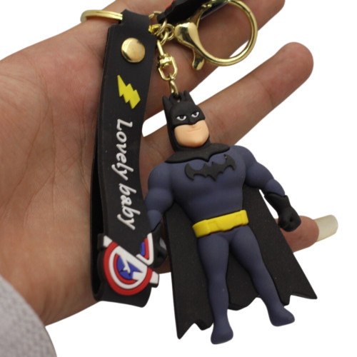 Super Hero Cartoon Cute Car Keyring Pendant Kids Adults Bat Man 3d Cartoon PVC Keychains